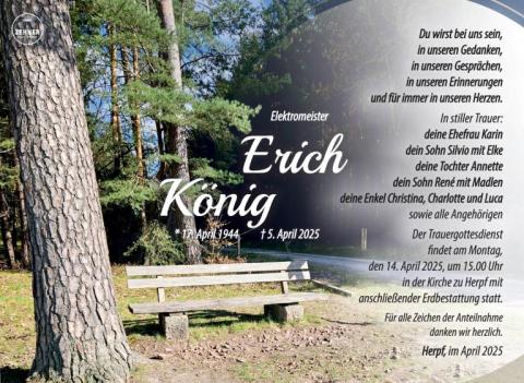 Traueranzeige Erich König